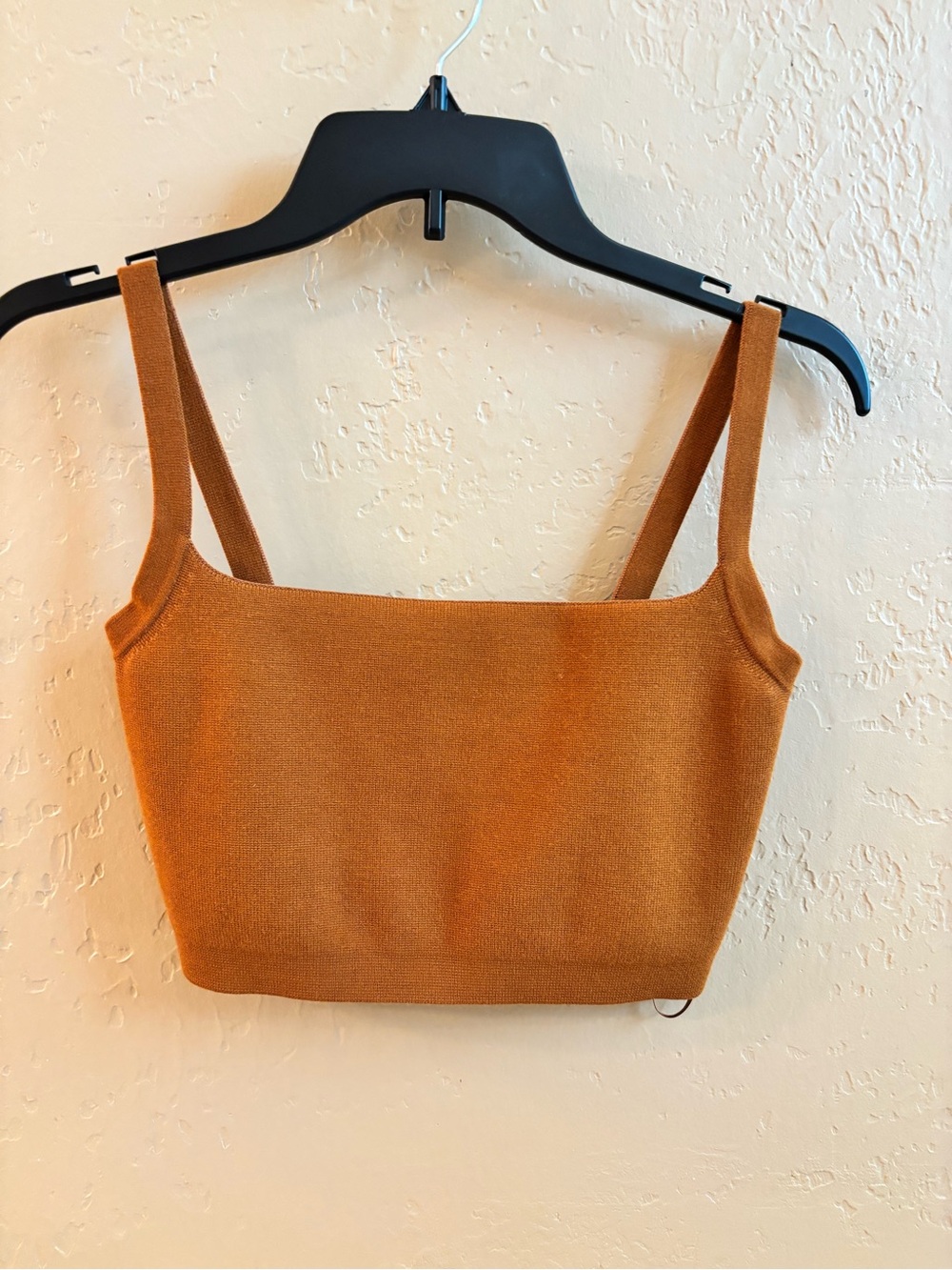 A.L.C. Square Neck Knit Crop Top in Burnt Orange